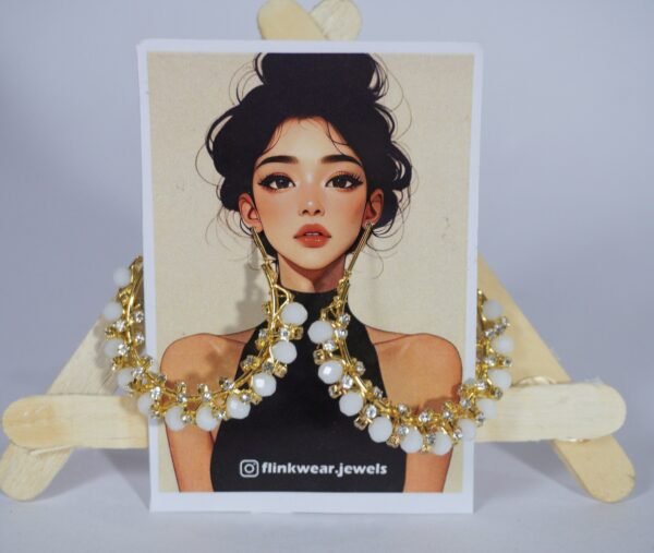 Elina White Stone Beaded Ethnic Hoops