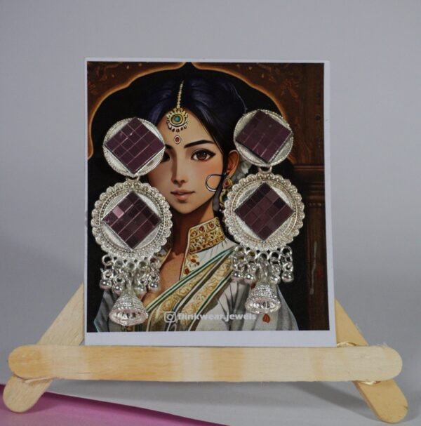Royal Maroon Mirror Danglers with Ghungroo