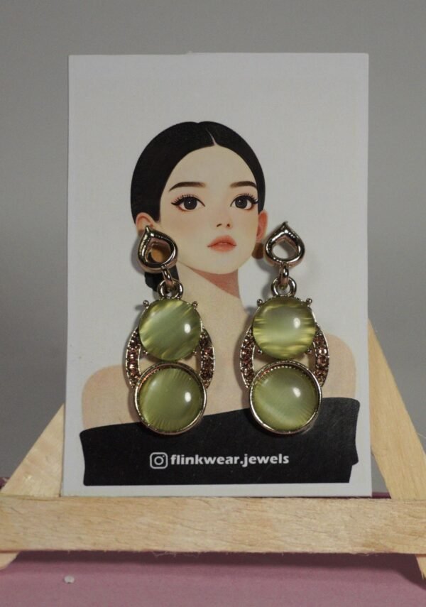 Green Double-Stone Elegant Earrings