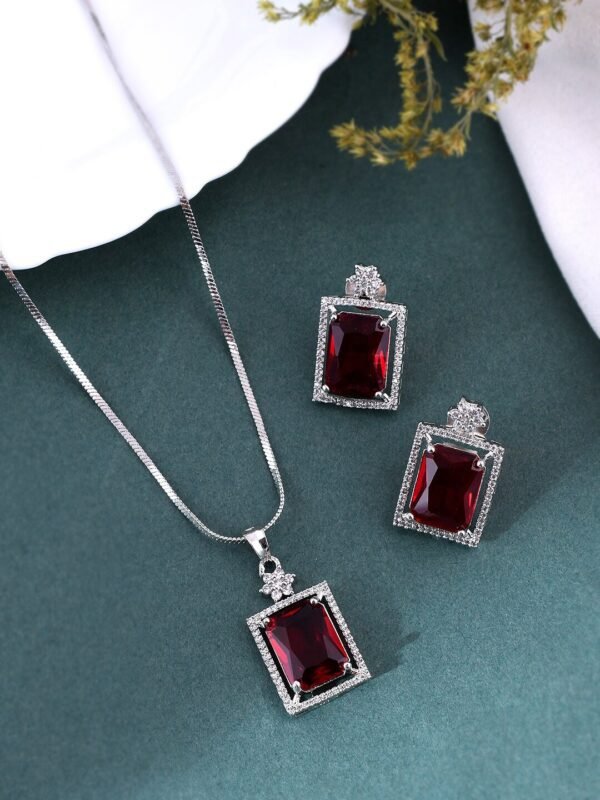 Ruby Regal Pendant & Earring Set